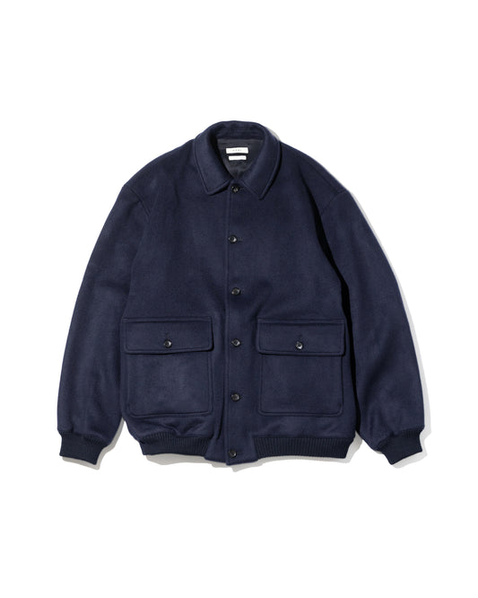 WOOL MELTON BASIC BLOUSON - NAVY
