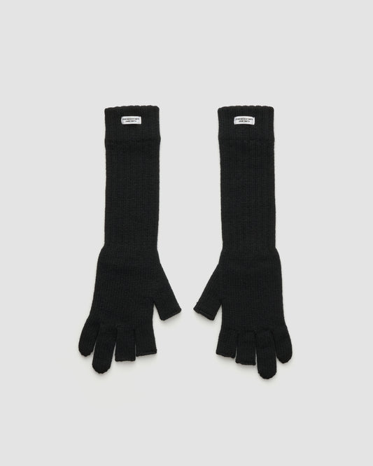 5G THREE FINGERLESS KNIT GLOVES - BLACK