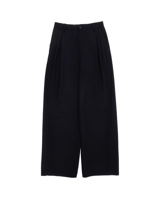 2 TUCK CURVE TROUSERS - BLACK