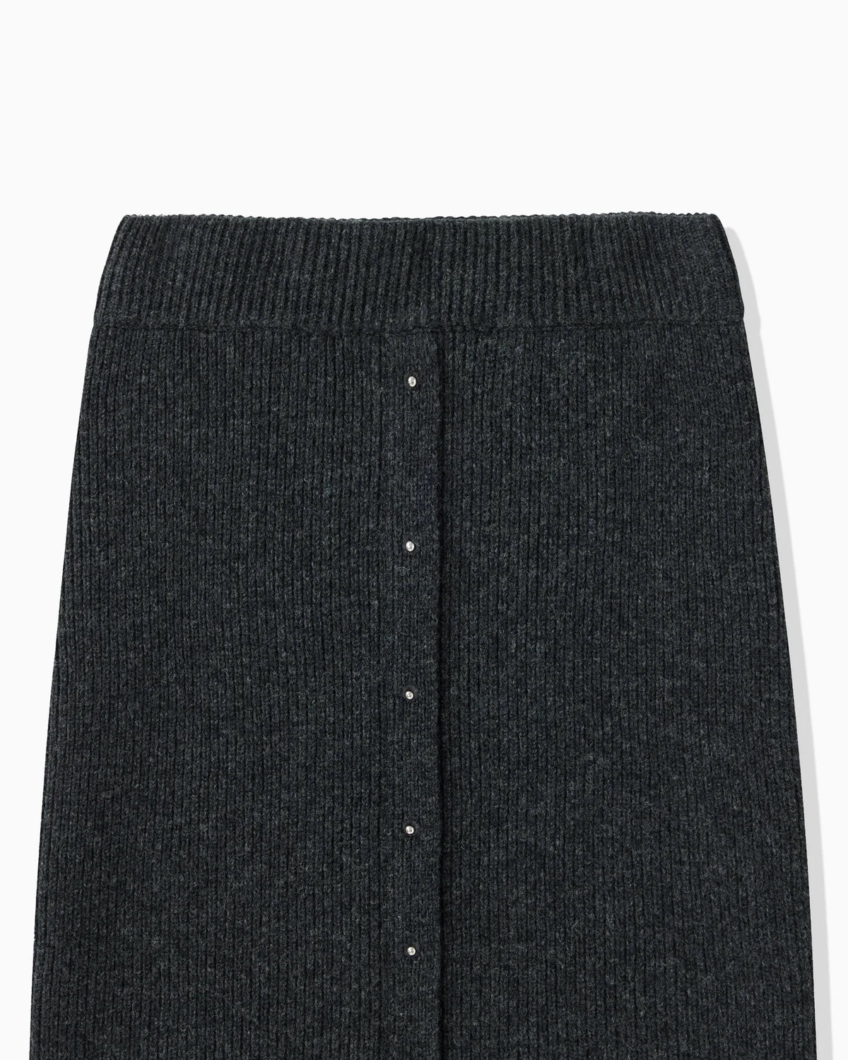 WOOL RIB KNIT SKIRT - DARK GRAY