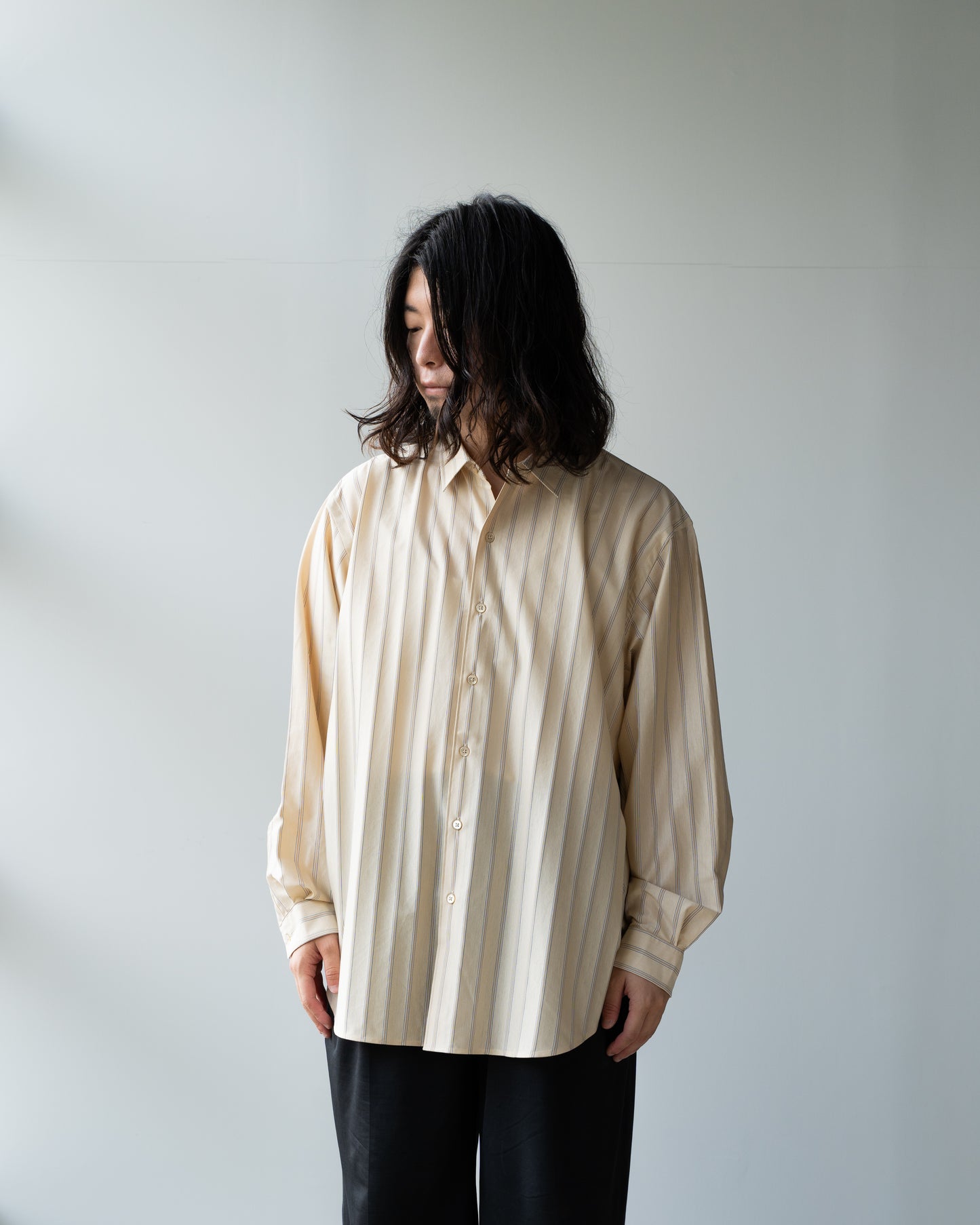 46G ATMOSPHERE STRIPE SHIRT - BEIGE