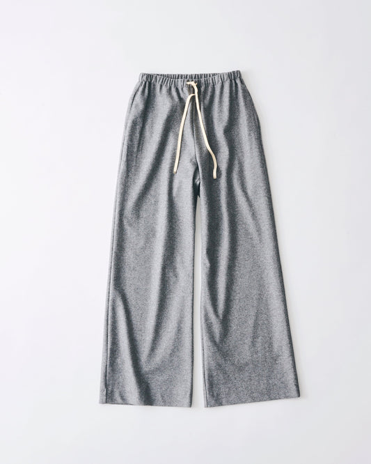 SUPER 160'S WOOL FLANNEL JERSEY DRAWSTRING EASY PANTS - TOP GRAY