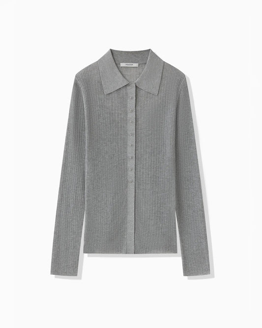 KNIT POLO SHIRT - GRAY