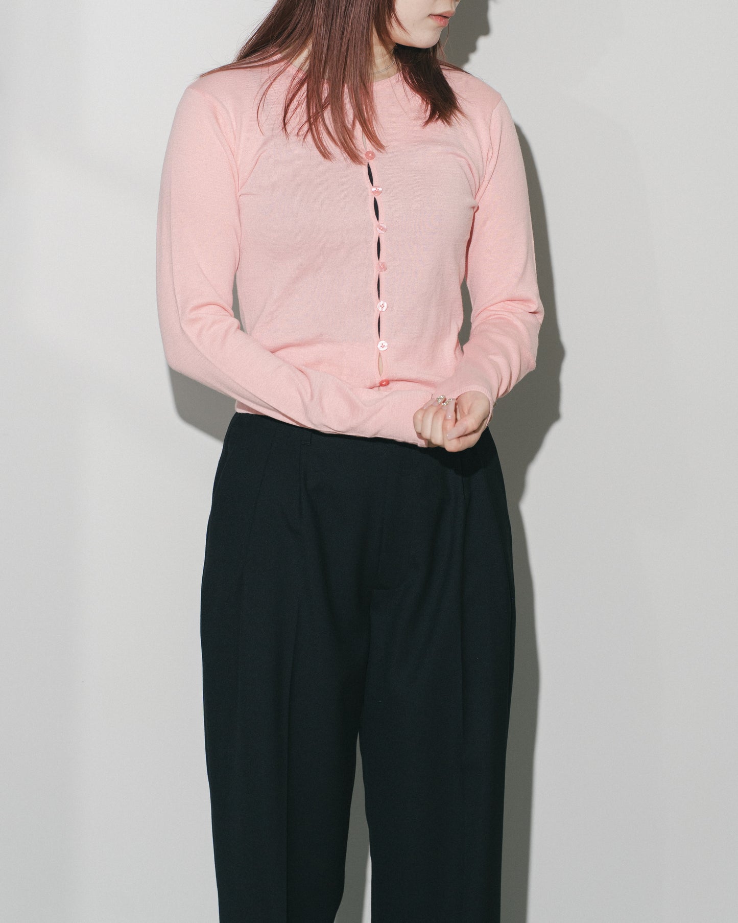 SLOUCHY BUTTON CARDIGAN - PINK