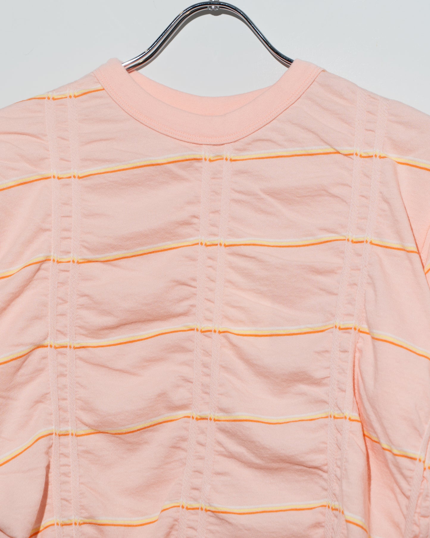 TUCKED JACQUARD BORDER PULLOVER - PINK