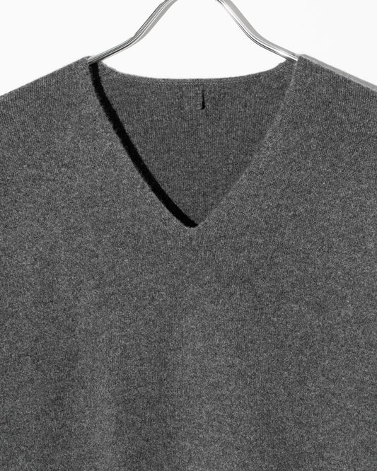 WOOL CASHMERE V NECK PO - T.GRAY