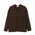 YAK V-SWEATER - DARK BROWN