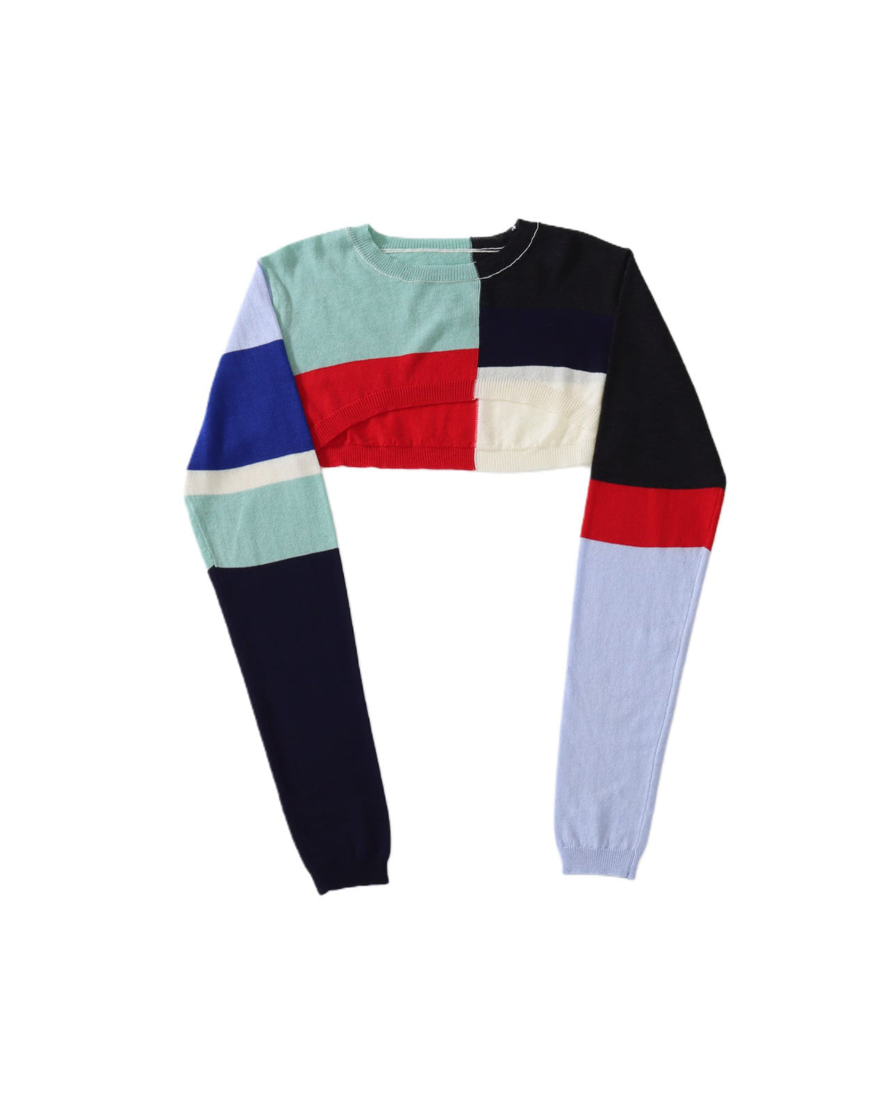 PATCHWORK KNIT TOP - L/GREEN