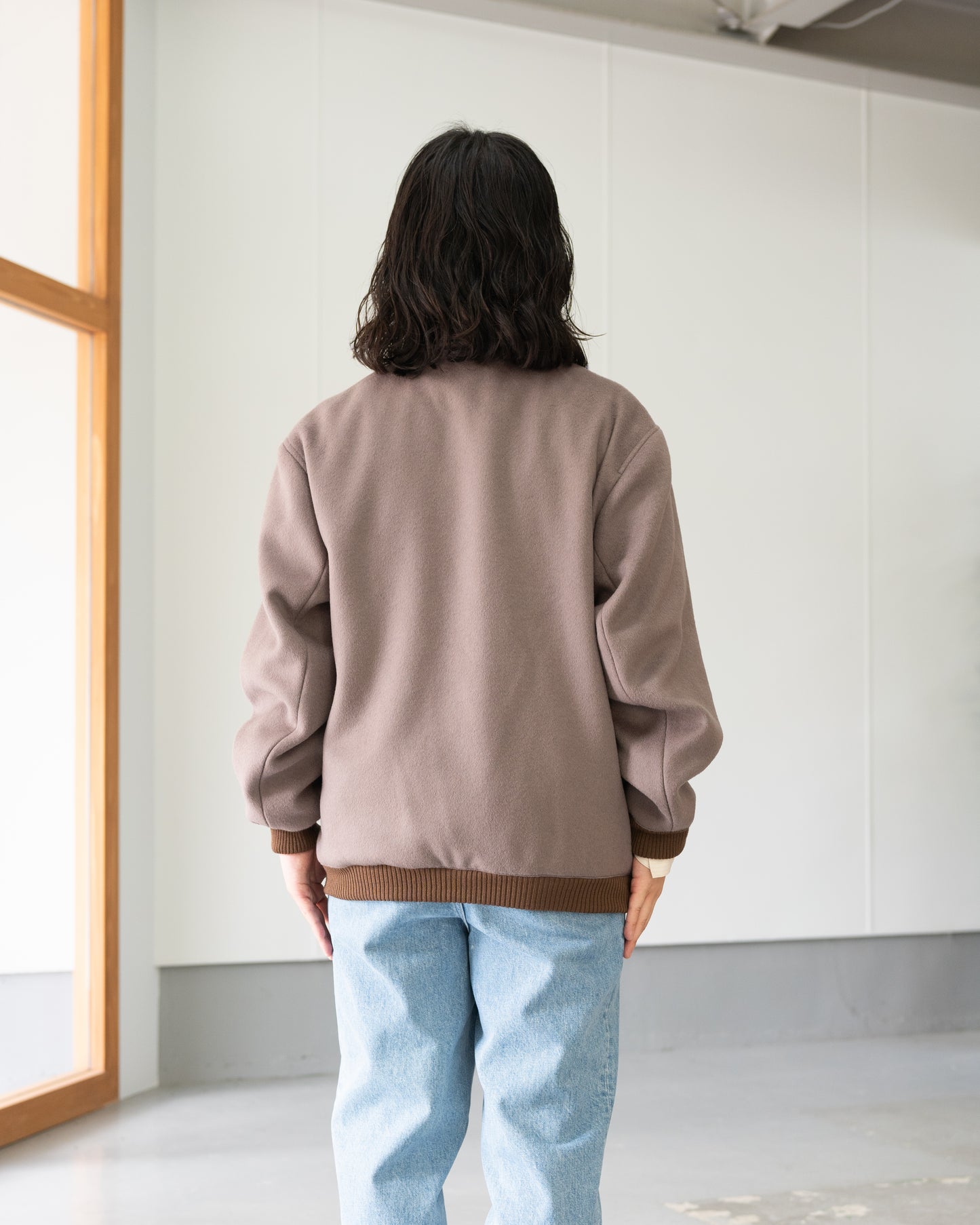 WOOL MELTON BASIC BLOUSON - GRAY