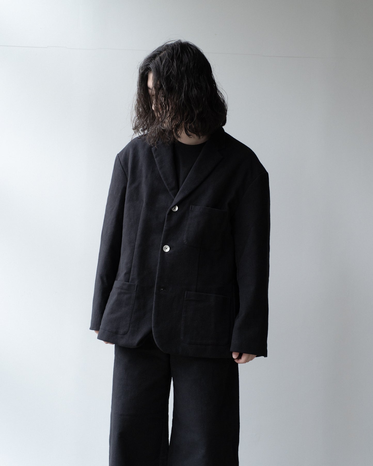 MOLESKIN SINGLE BRESTED JACKET - BLACK
