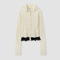 16G RIB HOOD CARDIGAN - WHITE