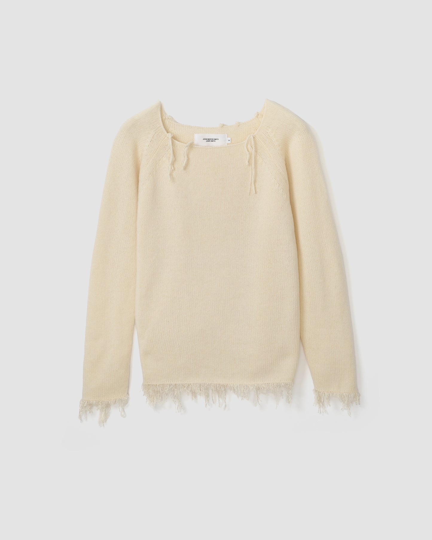 5G FRAYED HEM SWEATER - OFF WHITE