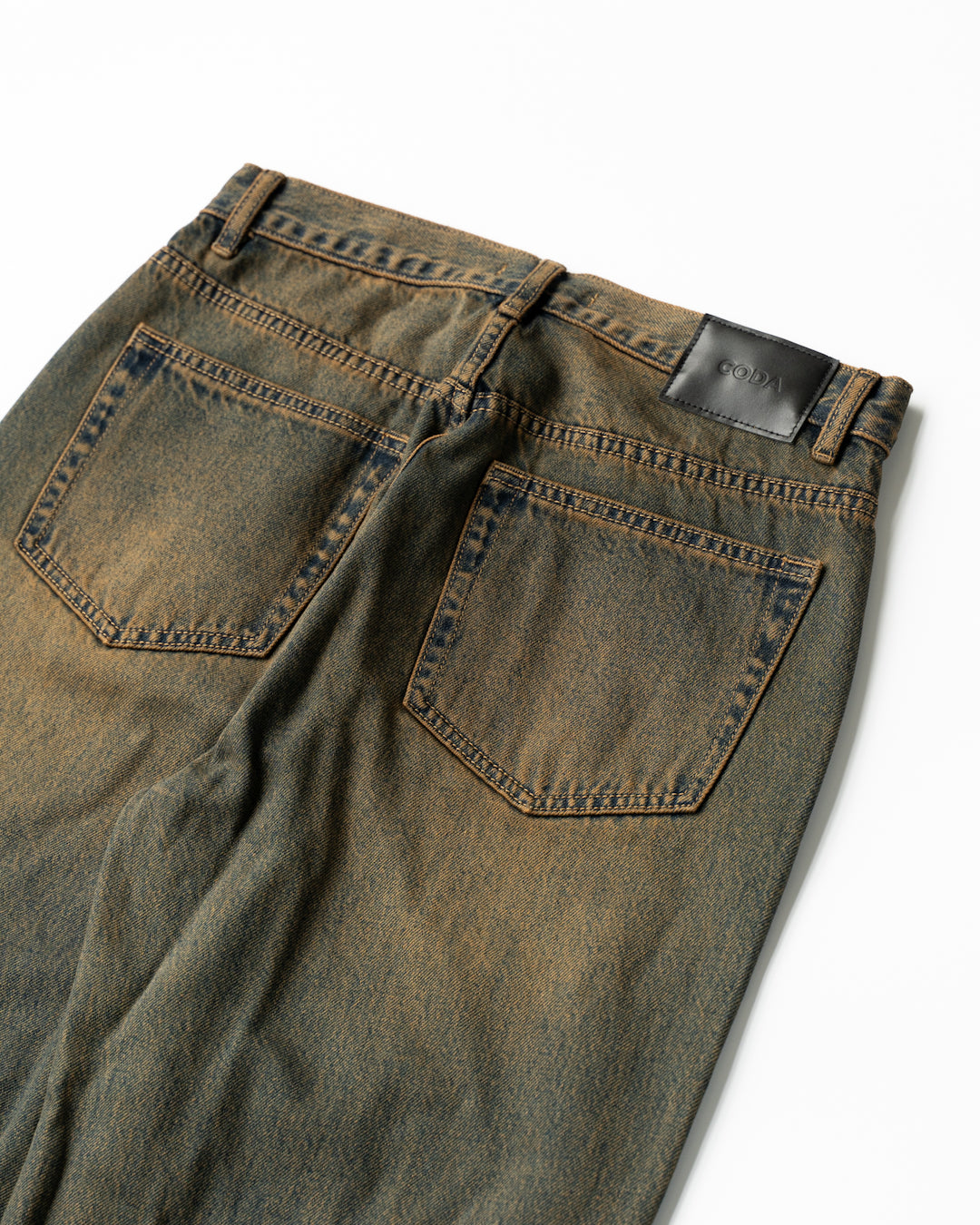 BLACK BROWN WASH BREAK CUT FLARED JEANS - BLACK BROWN WASH