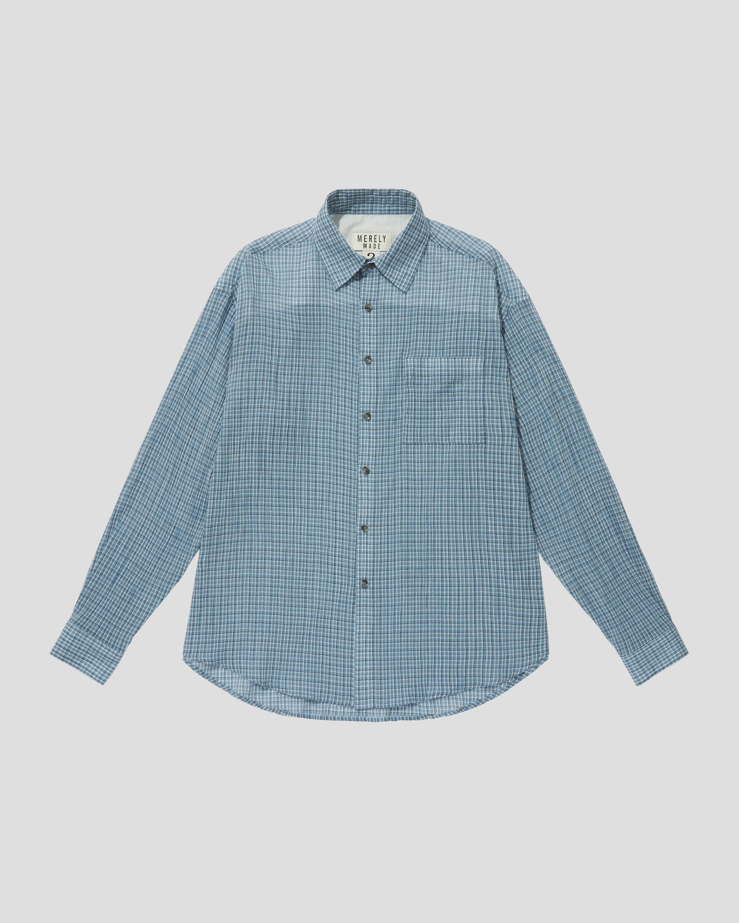 RONACHECK WRINKLE OVERSIZED SHIRTS - LIGHT SKY BLUE