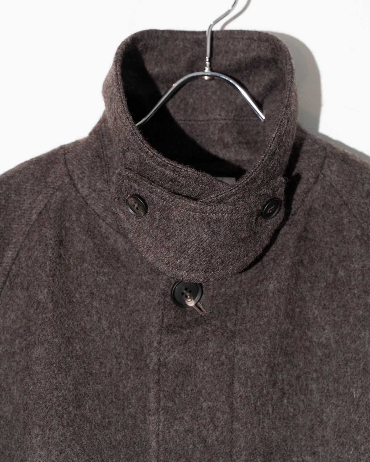 SINGLE BREASTED WOOL COAT - BROWN