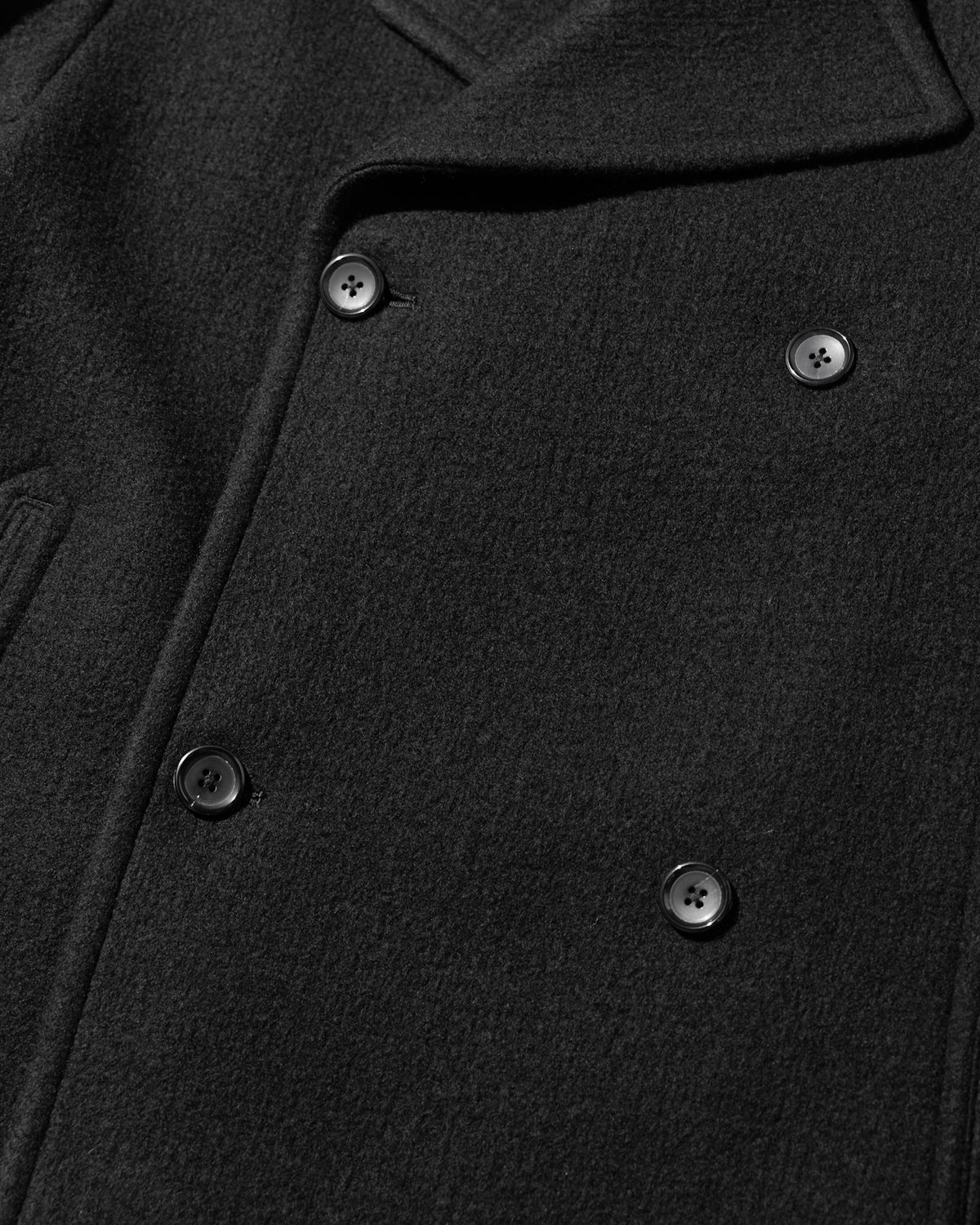 MELTON PEA COAT - BLACK