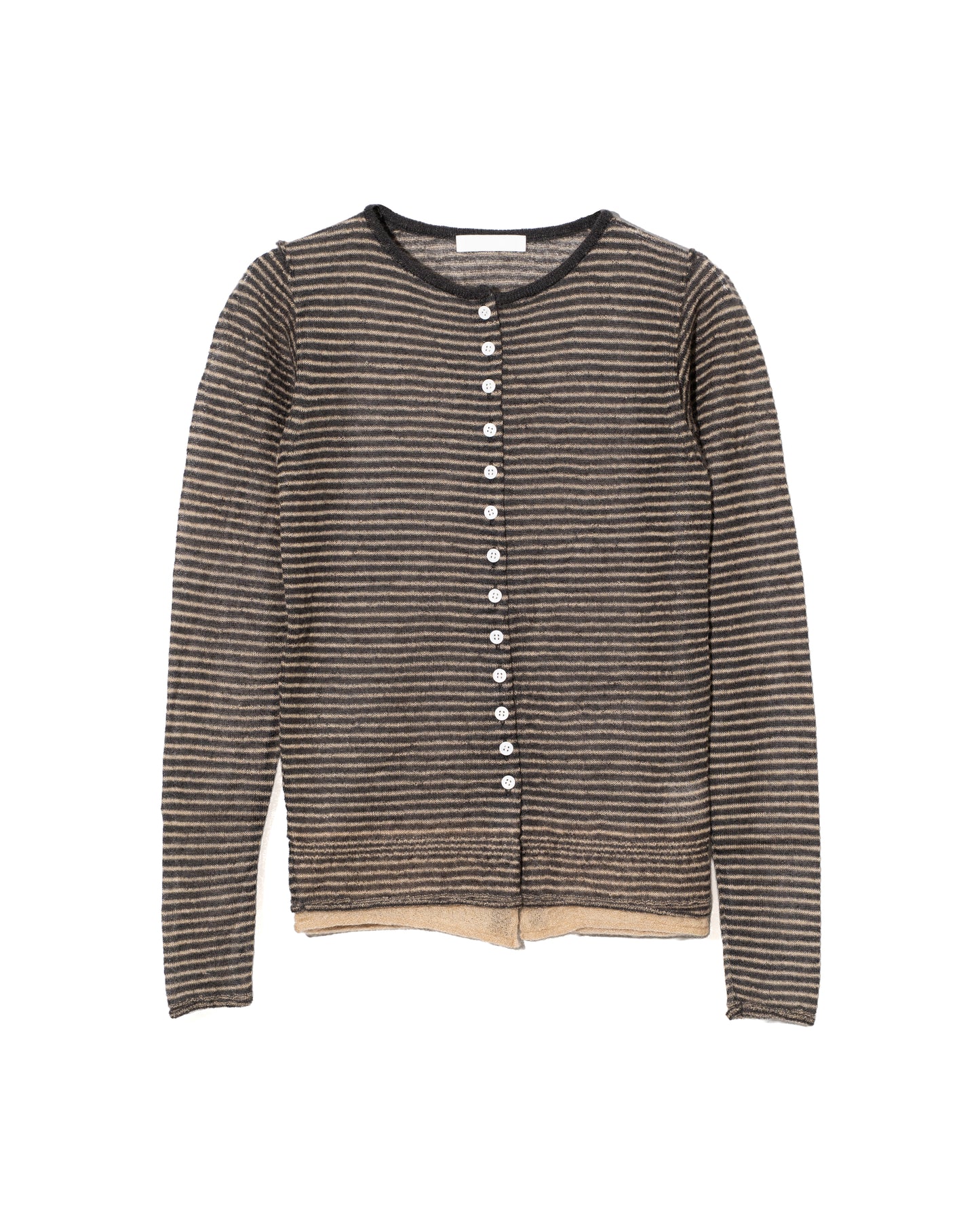 SUPER KID MOHAIR CARDIGAN - BEIGE×CHARCOAL