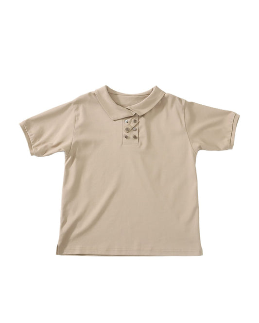 ASYMME POLO WITH TAB - BEIGE