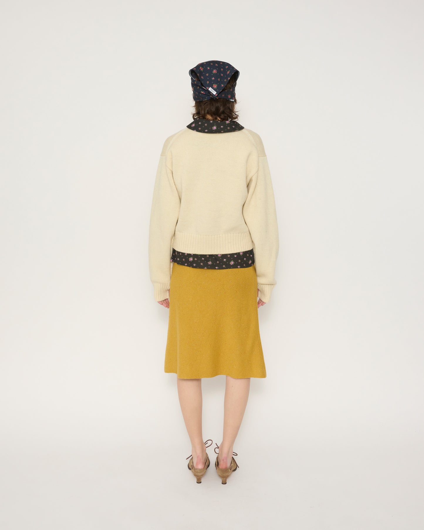 FLOWER PRINT SAILOR COLLAR SHIRT - BLACK