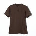 COTTON HENRY NECK S/S T-SHIRT - BROWN
