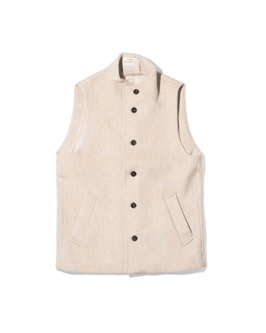 LAMBSWOOL MELTON STAND COLLAR GILET - OFF WHITE