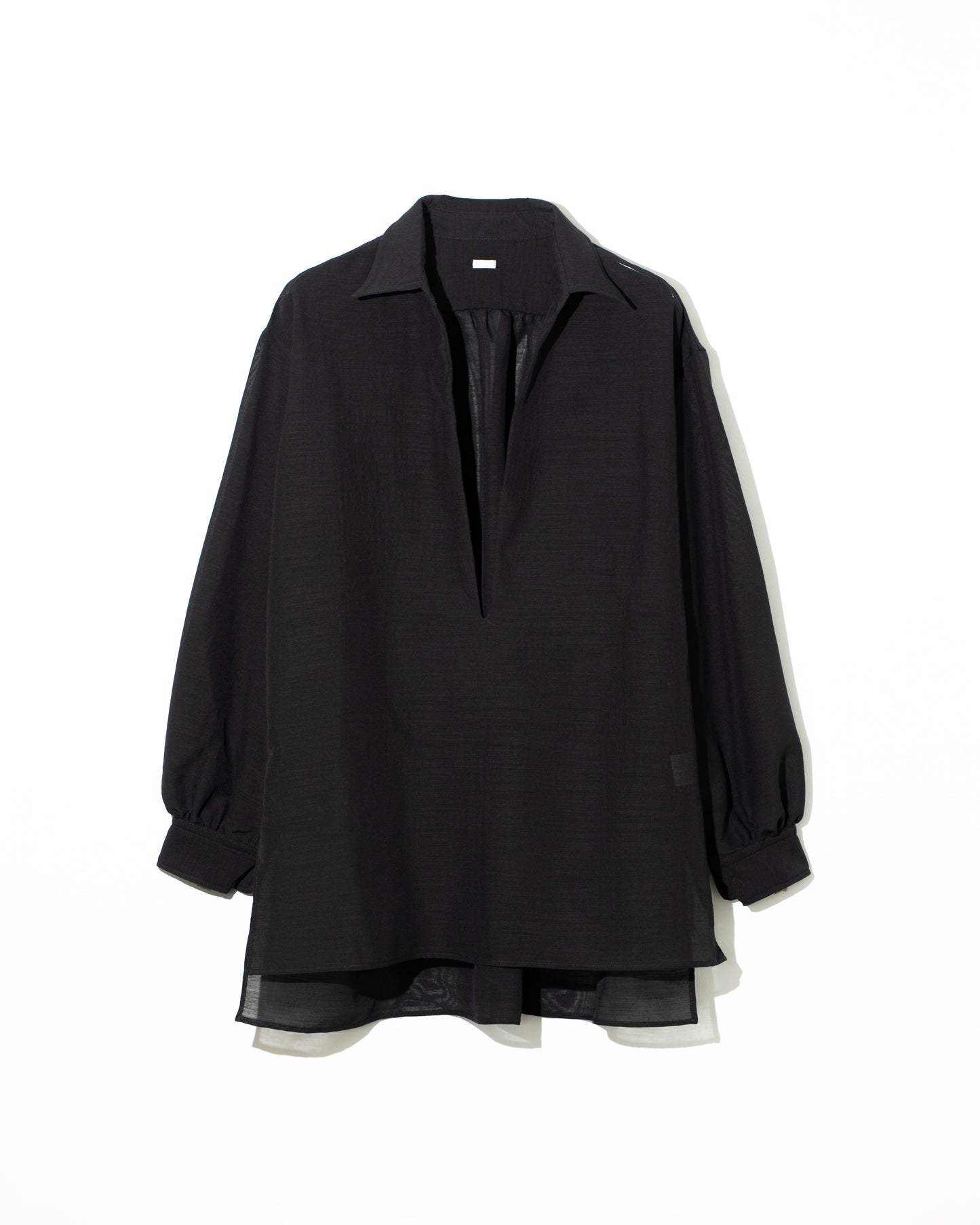 WOOL SILK SKIPPER SHIRTS - BLACK