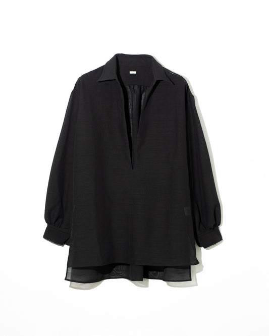 WOOL SILK SKIPPER SHIRTS - BLACK