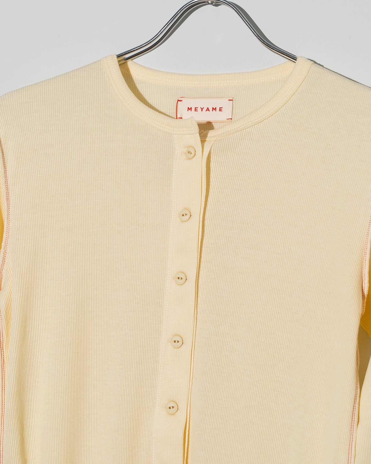 SOFT RIB SIDE STITCH CARDIGAN - CREAM