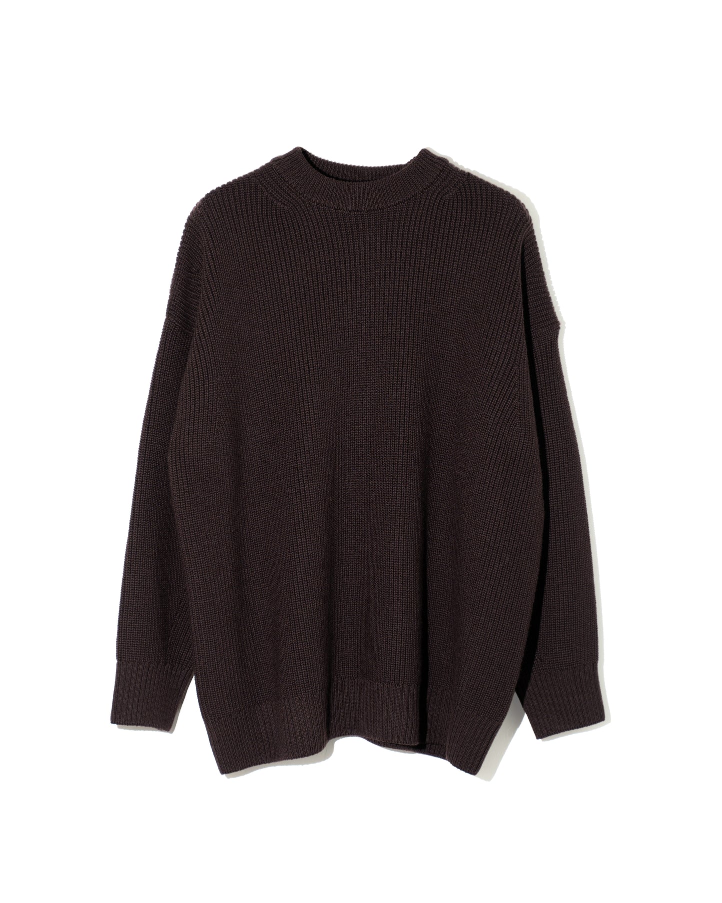 MERINO WOOL CREWNECK KNIT - BROWN