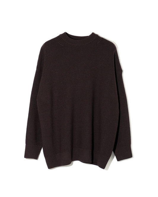 MERINO WOOL CREWNECK KNIT - BROWN