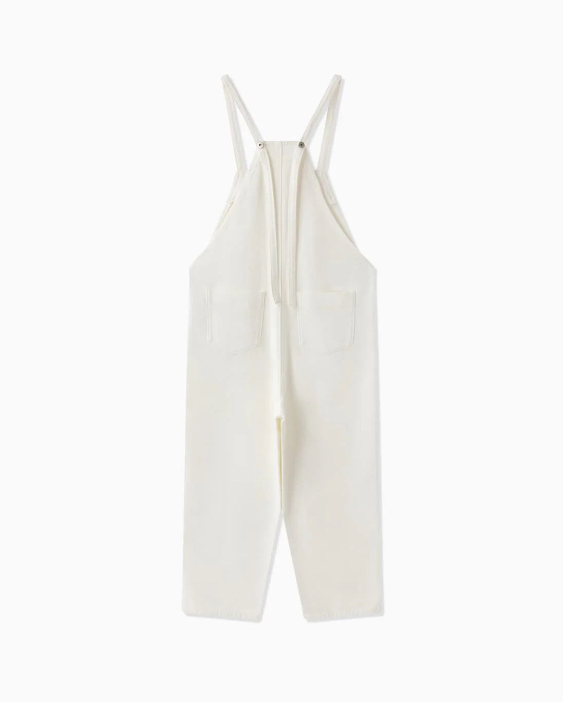 WHITE DENIM SALOPETTE - WHITE