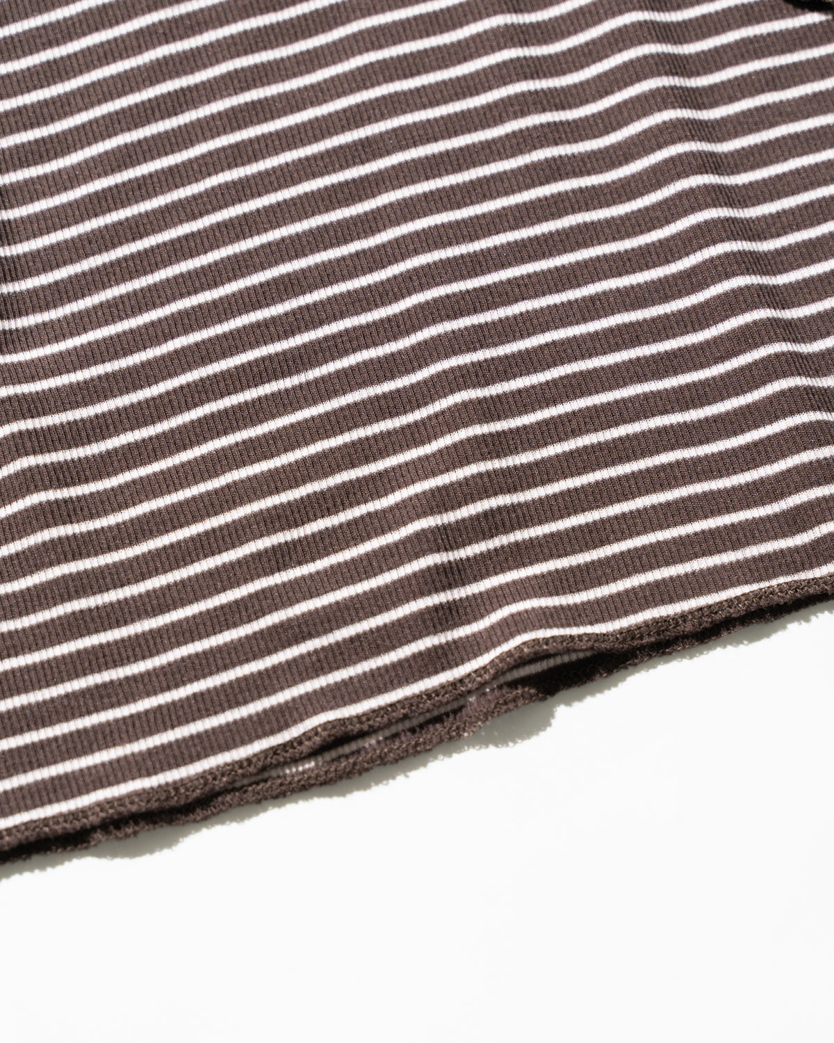 BORDER SOFT RIB HENRY NECK - BROWN×PINK