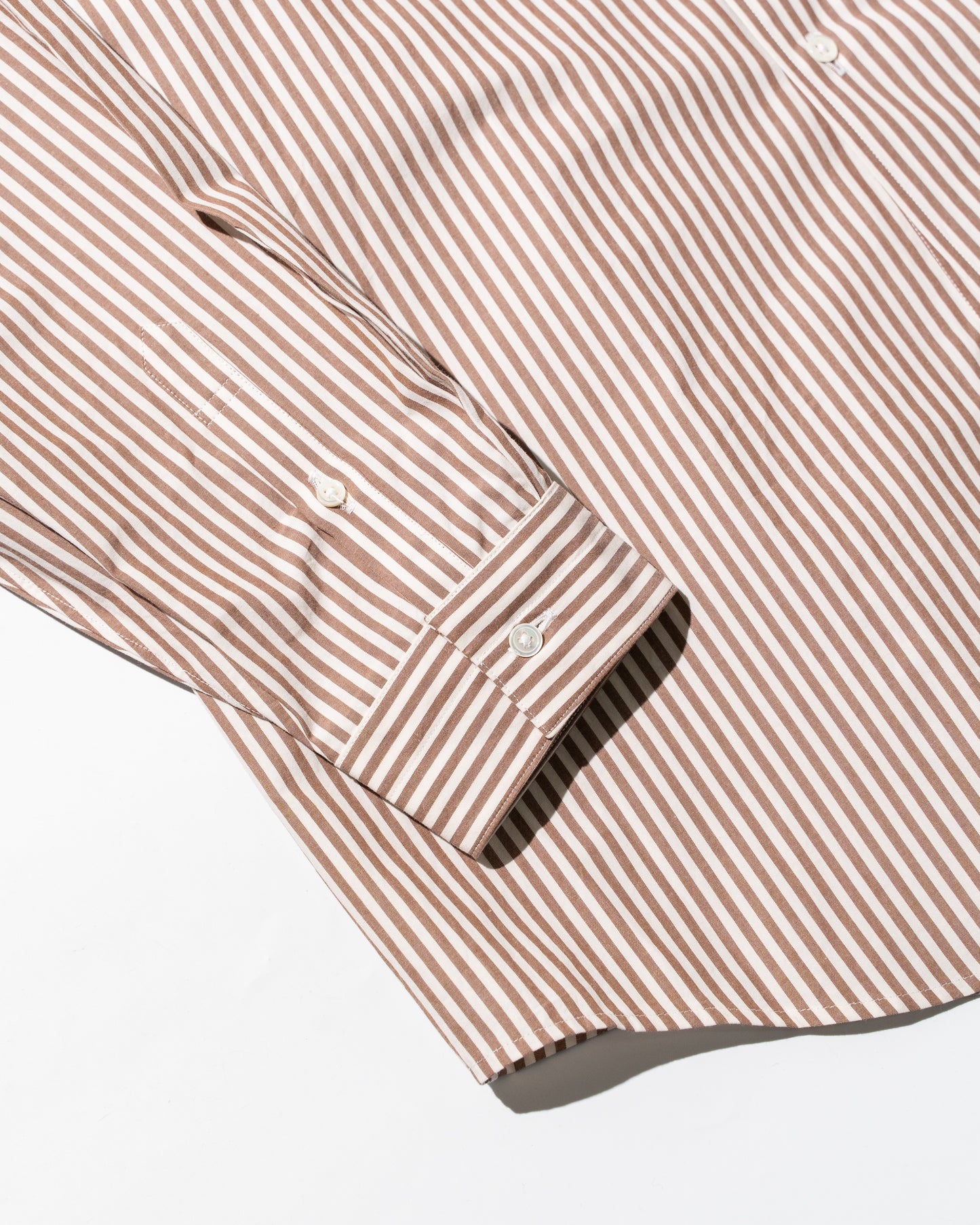 COTTON STRIPE SHIRT - BROWN