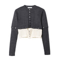 WOOL JERSEY DETACHABLE CARDIGAN - GRAY×IVORY