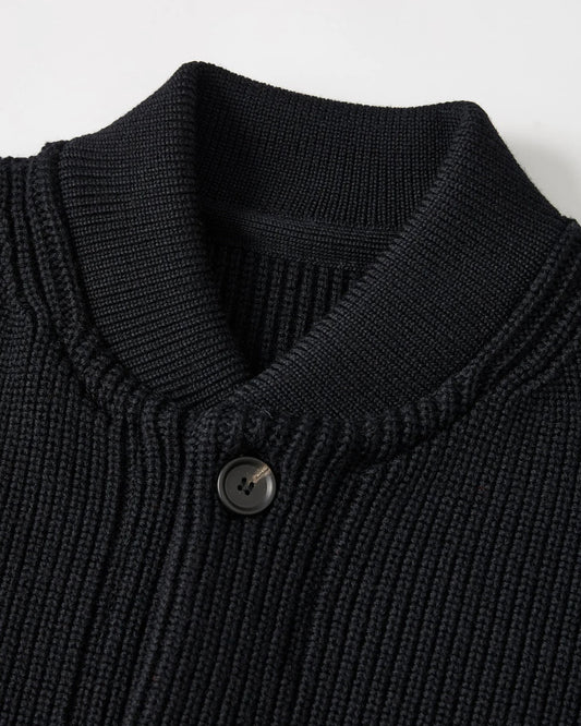 MERINO WOOL KNIT BLOUSON - BLACK