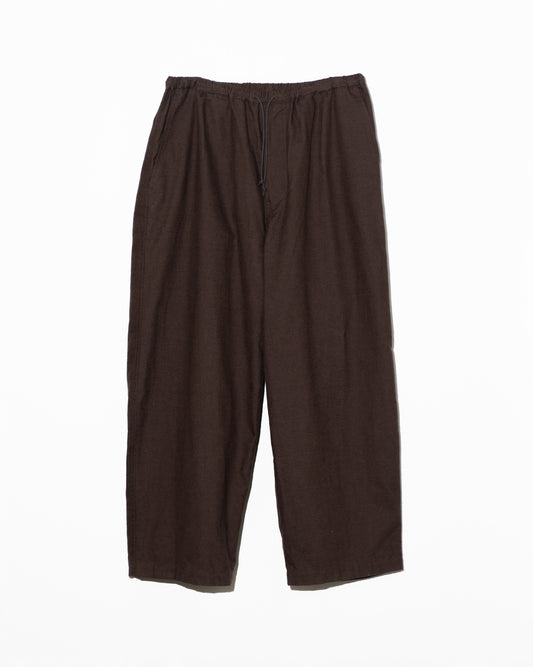BRUSHED COTTON EASY TROUSERS - BROWN