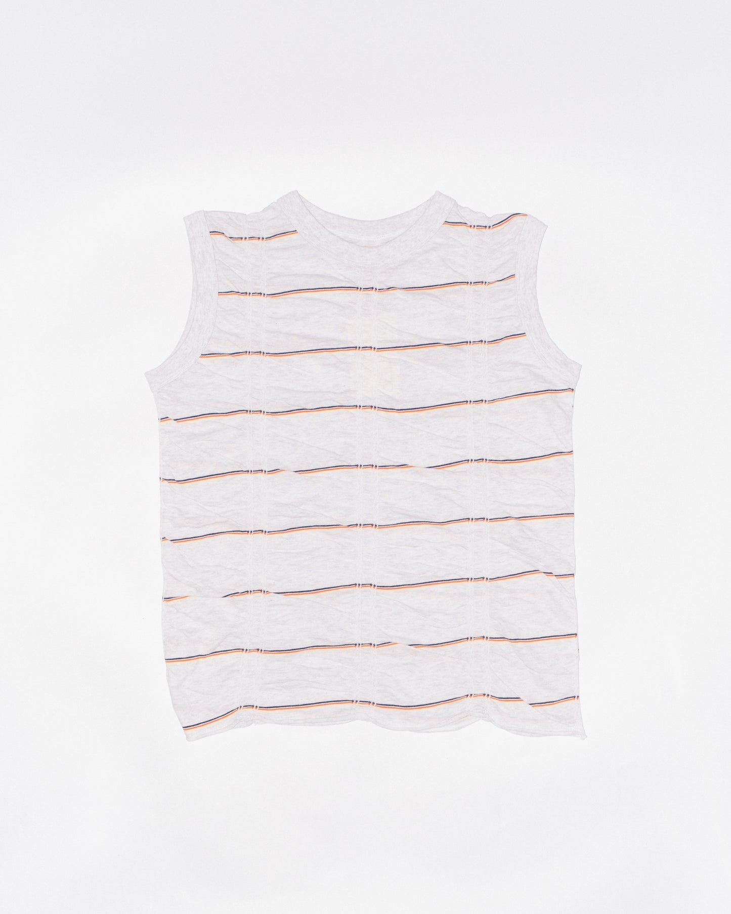TUCKED JACQUARD BORDER SLEEVELESS - HEATHER GREY