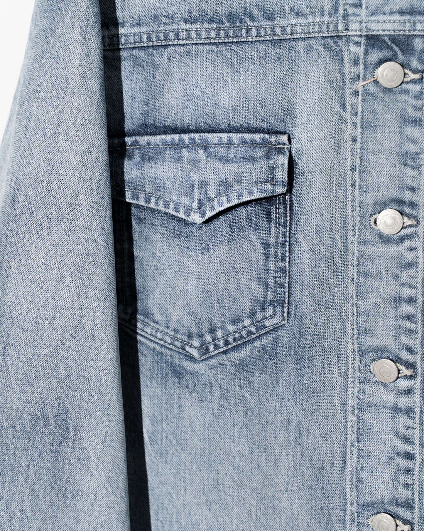 TWO-TONE DENIM BLOUSON - SAX BLUE