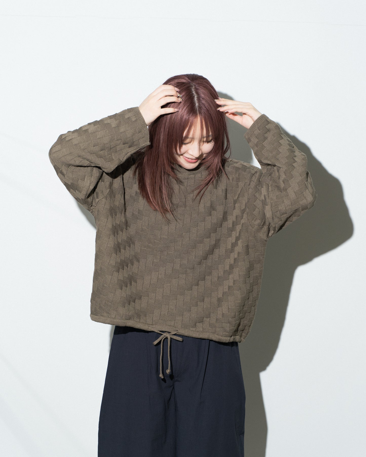 COTTON LINEN LINKS CHECK P/O - KHAKI