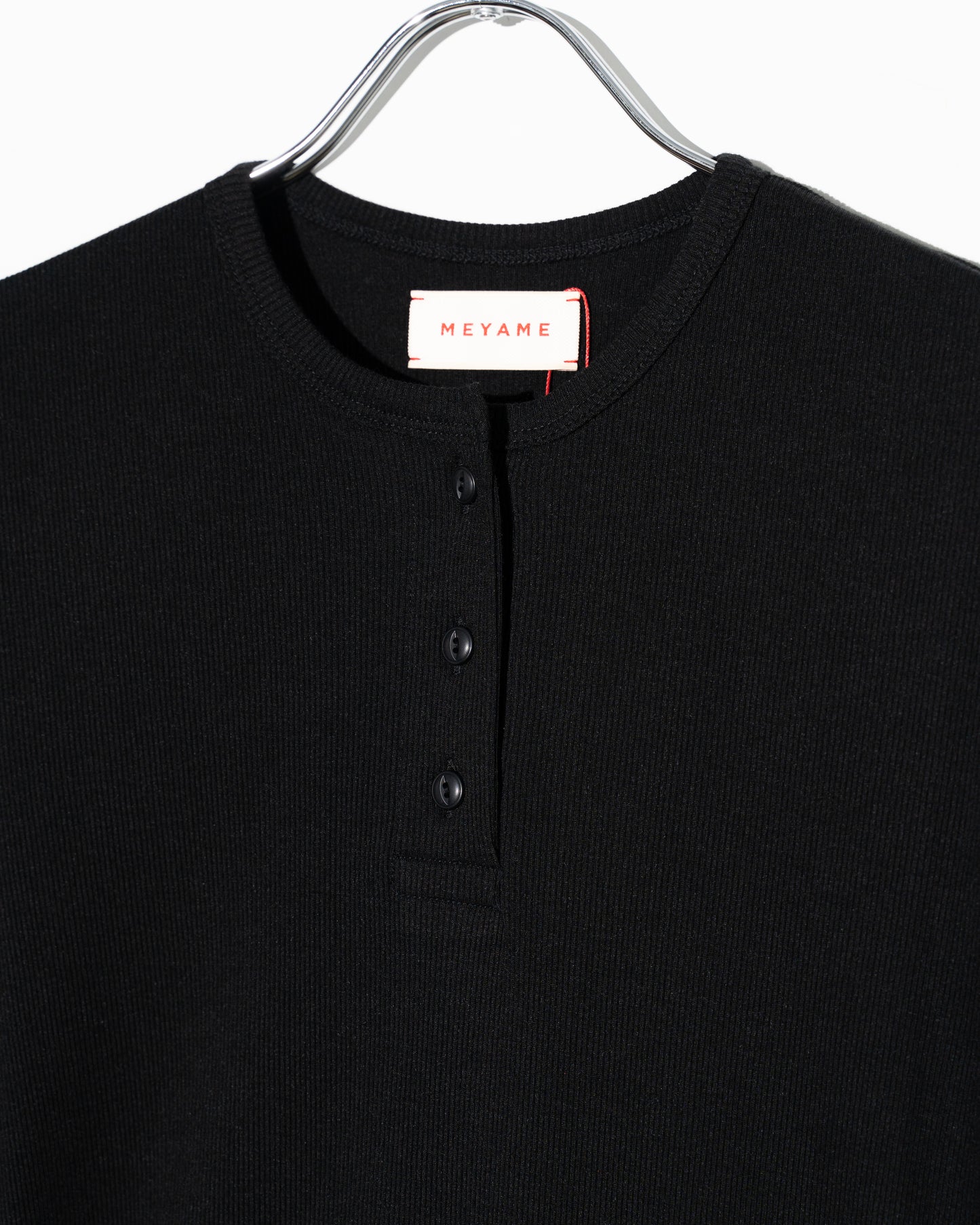 SOFT RIB HENRY NECK - BLACK