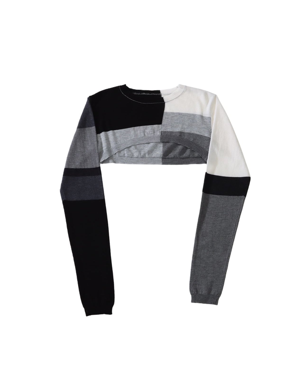 PATCHWORK KNIT TOP - BLACK