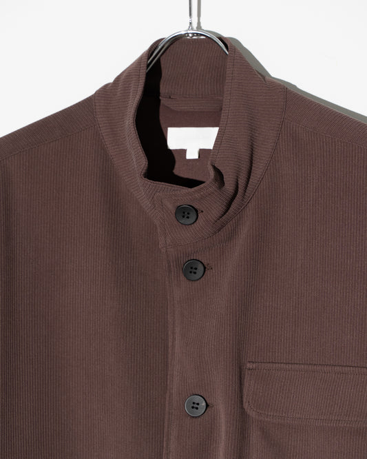22G CUPRO FIBRIL RIB COLLARLESS COVERALLS - BROWN