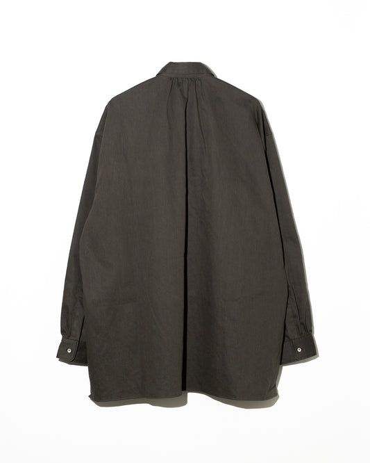 COTTN DYED SATIN OVER SIZE PULL OVER SHIRTS - BLACK