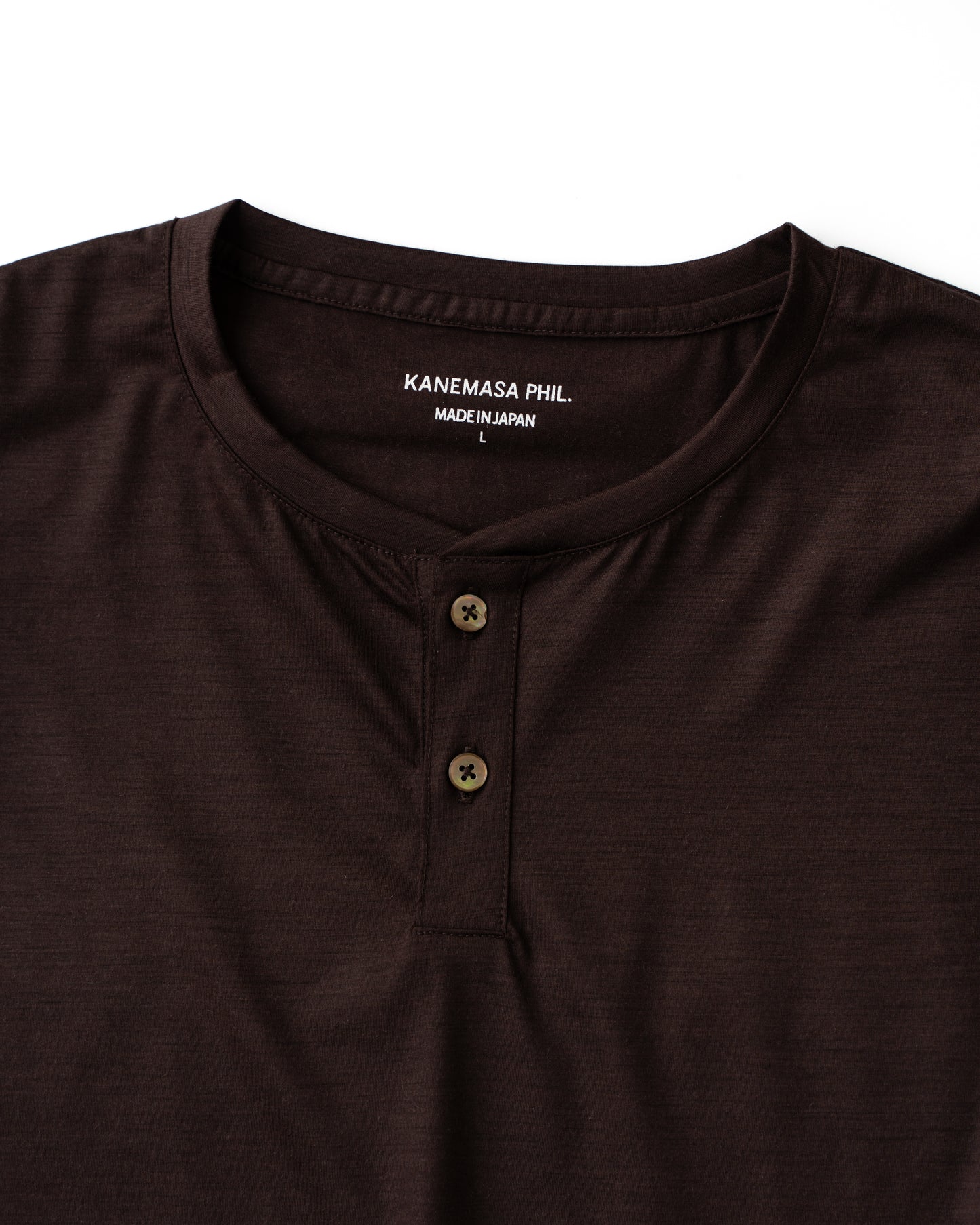 36G WOOL HENLEY SILKY LS TEE - BROWN