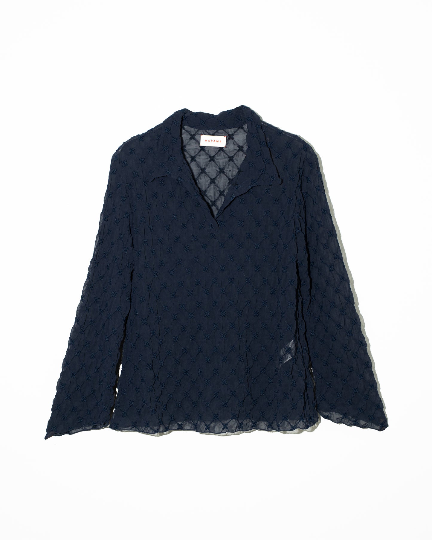 LACE SKIPPER BLOUSE - NAVY