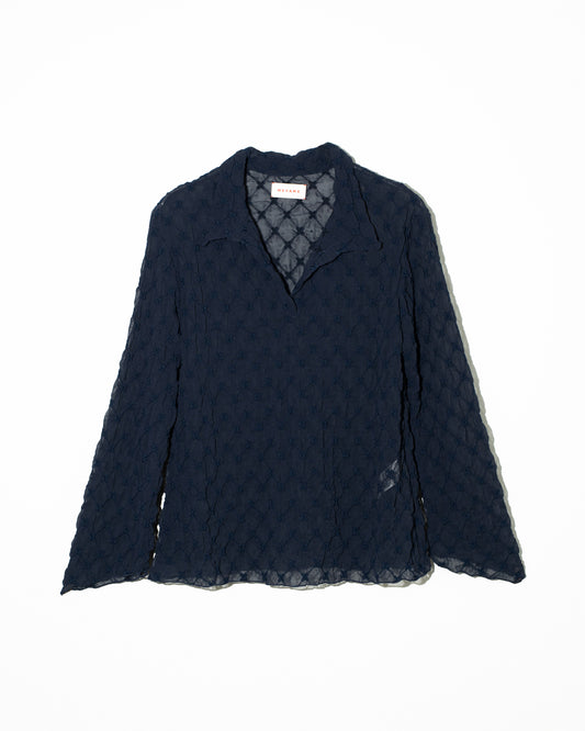 LACE SKIPPER BLOUSE - NAVY