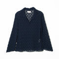 LACE SKIPPER BLOUSE - NAVY