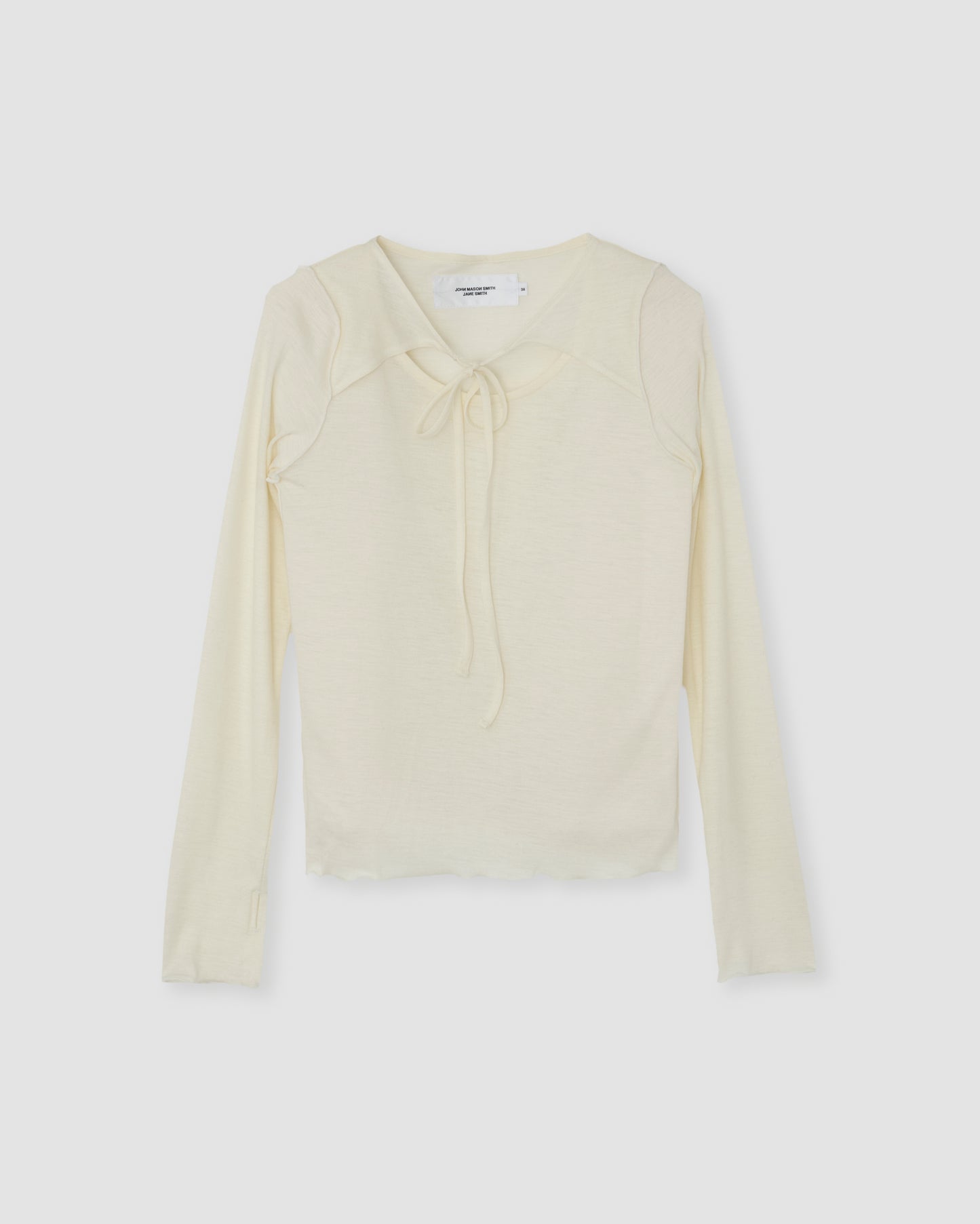 WOOL RIB FRONT STRING PULLOVER - OFF WHITE