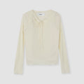 WOOL RIB FRONT STRING PULLOVER - OFF WHITE