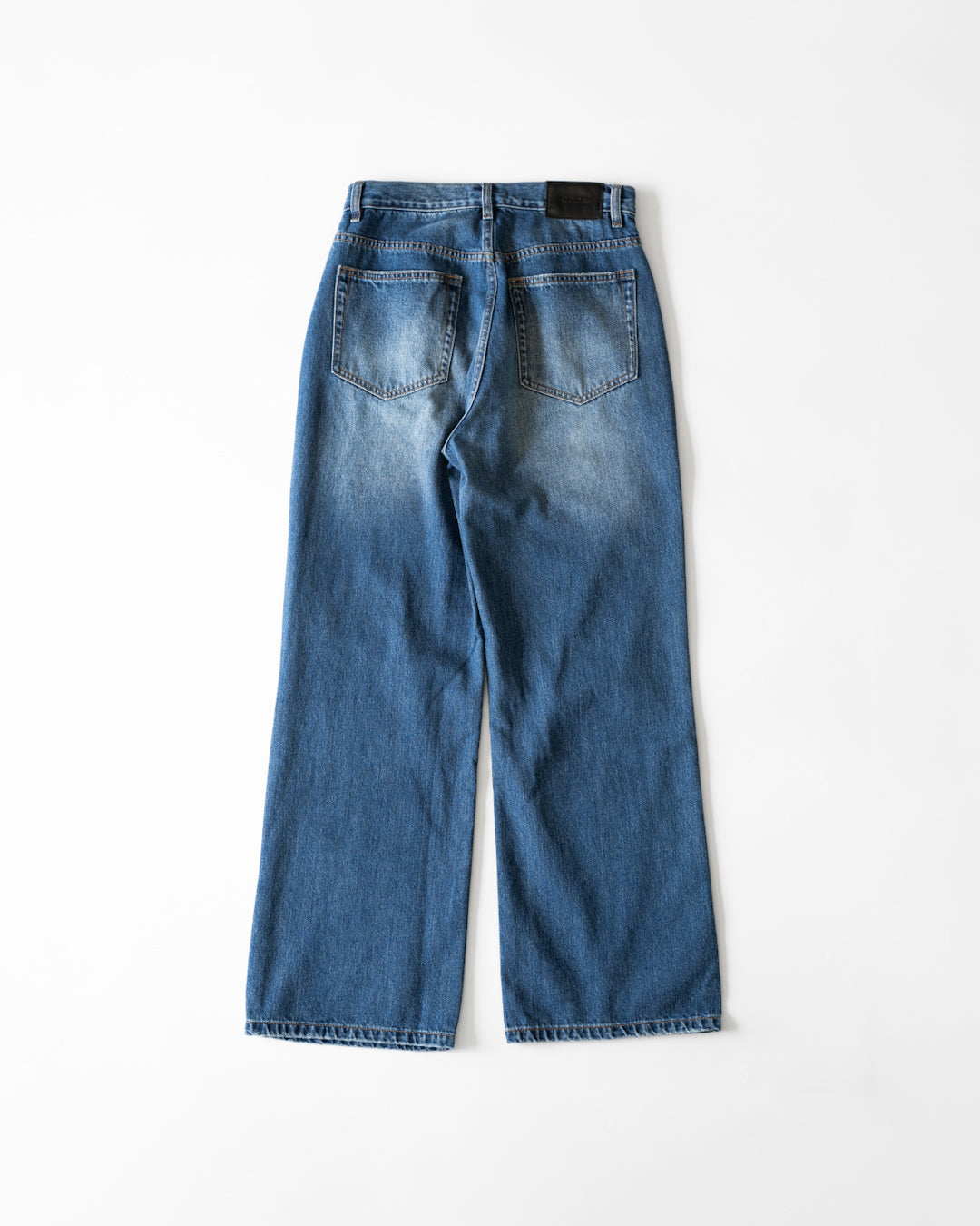 WASHED DESTORYED BREAK CUT FLARED JEANS - INDIGO